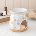 Beige oliebrander met hartjesprint van keramiek