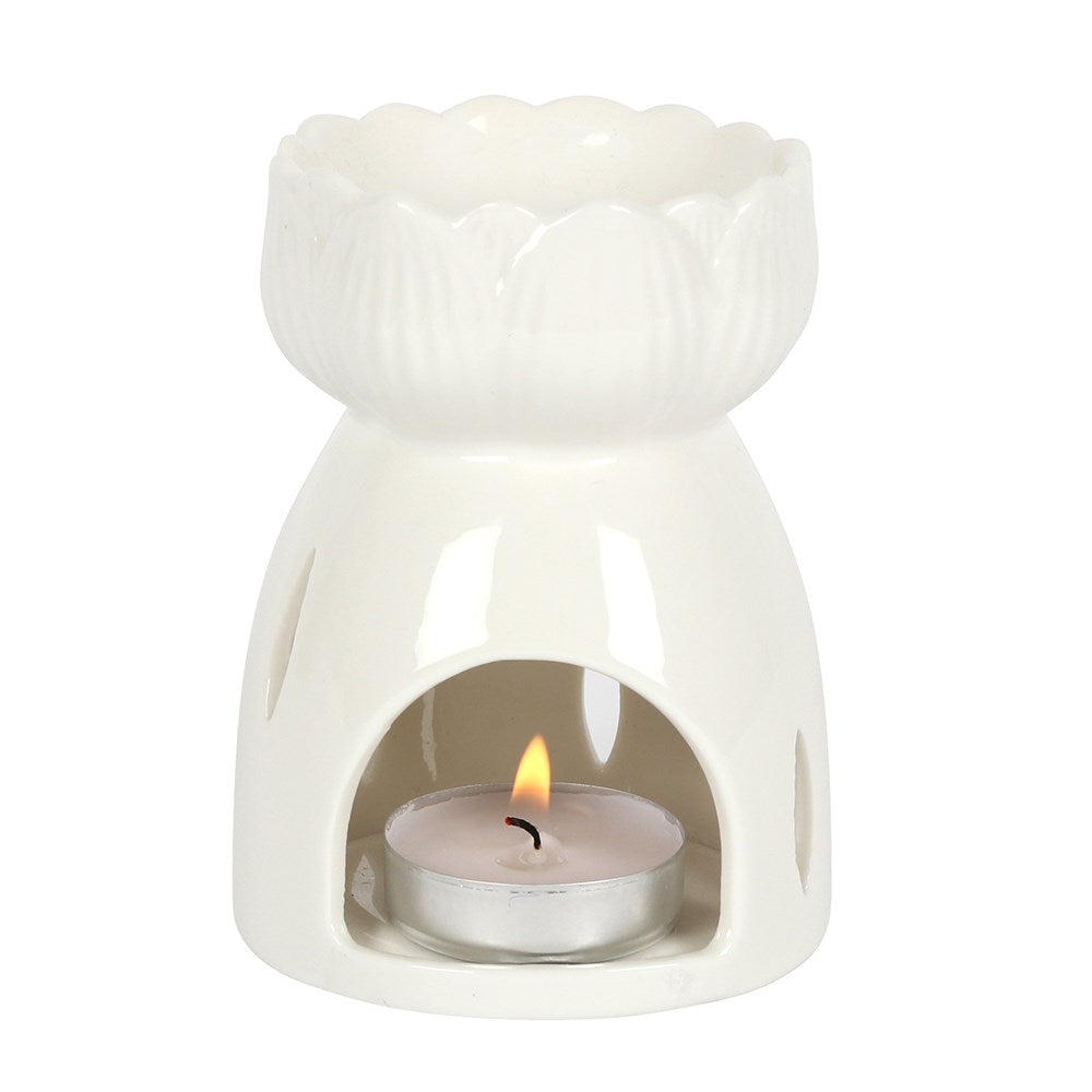Keramische lotus oliebrander met theelichtje