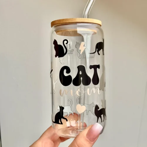 Glazen beker - Cat mom